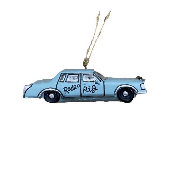 Montana Lifestyles Christmas Ornament Blue Rodeo Rig Car with Bullhorns Western - Picture 1 of 6